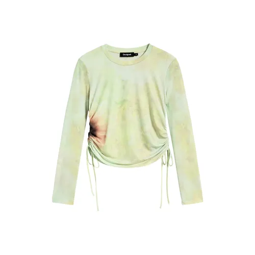 Desigual Жёлтый Зелёный Женские T-рубашки