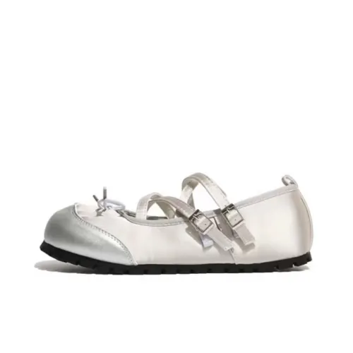 OBWA Плоская подошва Туфли Мэри Джейн Женские Серебряные