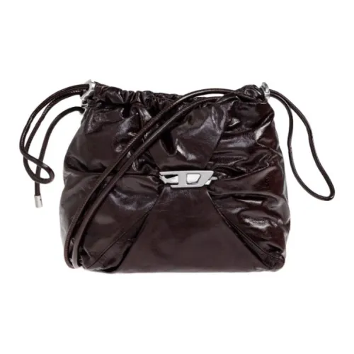 DIESEL Кожа Ведрообразная Сумка Плечевая Сумка Женская Темно-Коричневая
