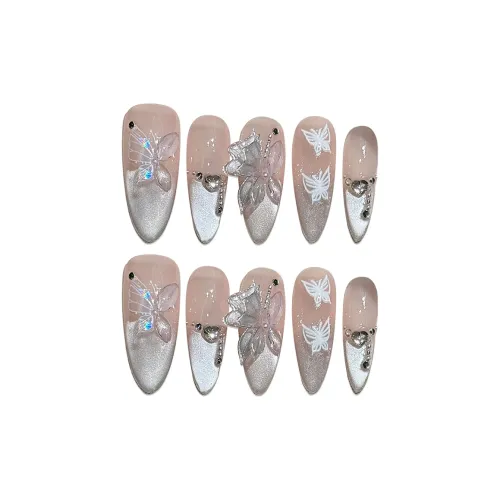 BDQC Синий Градиентный Бабочка Осветляющий Элегантный Лак для ногтей 25 мм False Nail Миндально-розовый Градиентный Стиль Instagram