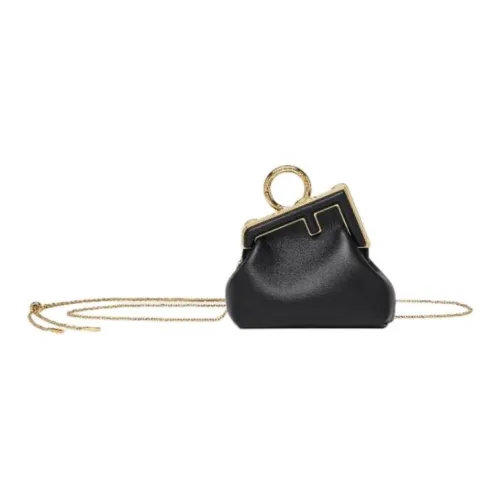 FENDI First Овчина Сумка через плечо Сумка Мини Женская Черная