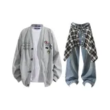 Серый + Винтажный Синий Джинсы