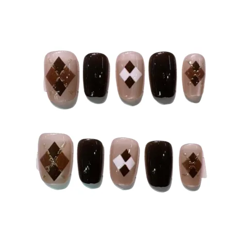 BDQC CHANEL Inspired Мягкий Элегантность Укороченный False Nail 20mm False Nail Короткий LADDER Коричневый Jump Цвет Милый