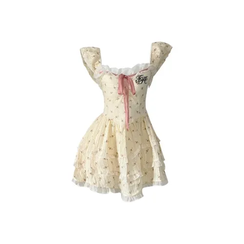 FOASIS Короткое платье с короткими рукавами женское цвет экрю