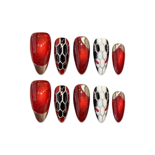 BDQC Год Змеи Элегантность Nail Art 25 мм Искусственный Ногтик Миндаль Красный Jump Цвет