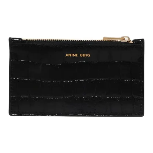 Anine Bing Коровья кожа Держатель для карт Унисекс Черный