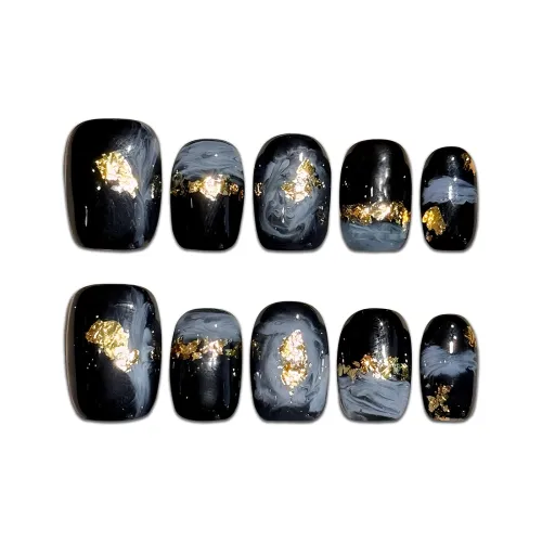 BDQC Премиум HAND DRAWN Линия Мягкий Модный 15mm False Nail Короткий LADDER Черный Стиль Smudge Instagram