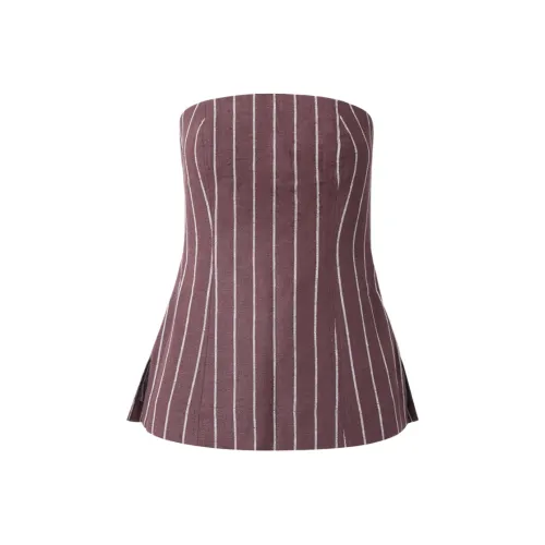 GLASSONS Stripe Linen Blend Без бретелек Блузка Без бретелек Топ Женский