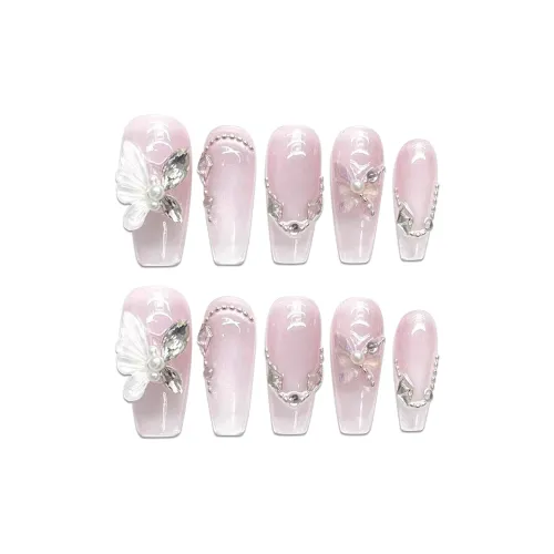 BDQC Градиентный Мягкий Модный 3D-эффект Бабочка Осветляющий False Nail 25 мм False Nail Средний LADDER Розовый Градиентный