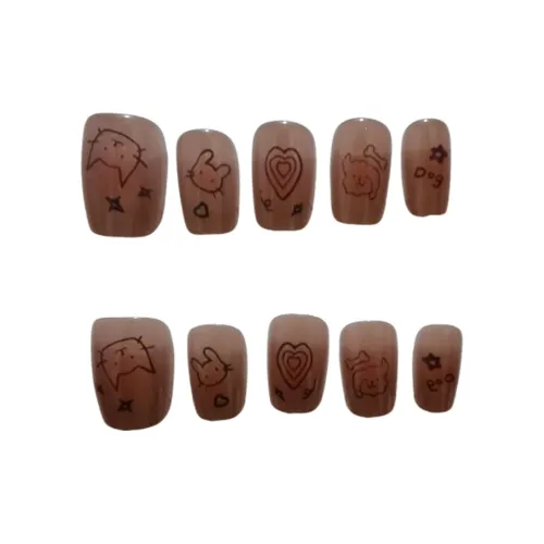 BDQC Милый Кошачий глаз Игривый Розовый Осветляющий Короткий Ногти 15 мм Искусственные Ногти Короткий ЛАДЬЕР Мягкий Градиент Милый