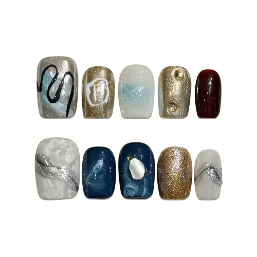 BDQC Синий Осветляющий Элегантный Короткий Ногтевой Штанга 15 мм Искусственный Ногтевой Короткий ЛАДДЕР Синий Размытый Бесшовный Прозрачный