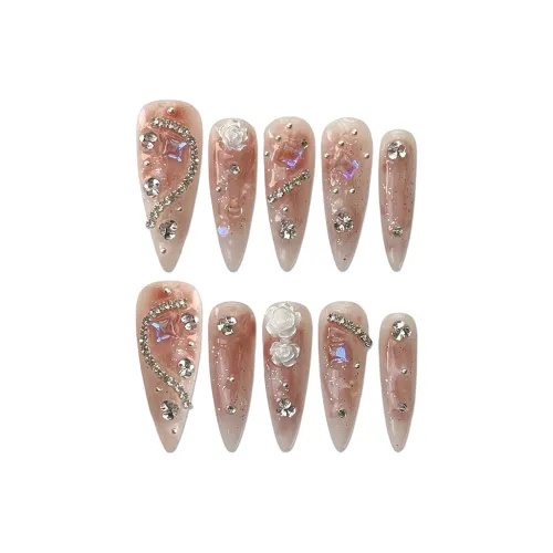 BDQC Мода Осветляющий Сердце Лак для ногтей Премиум 30MM False Nail Заостренный Тип Розовый Стиль Smudge Instagram