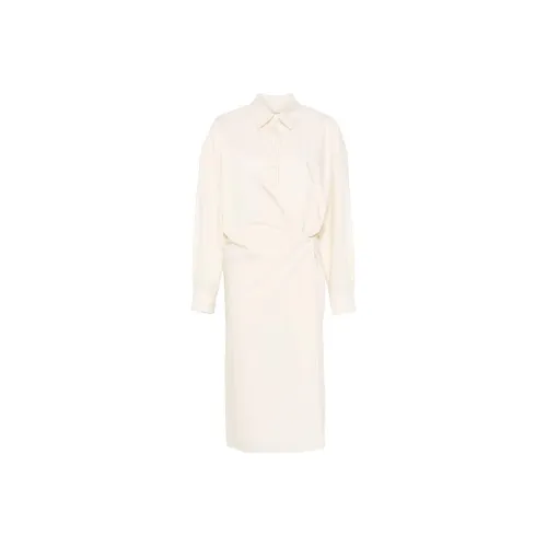 Lemaire Длинное платье с длинными рукавами женское белое