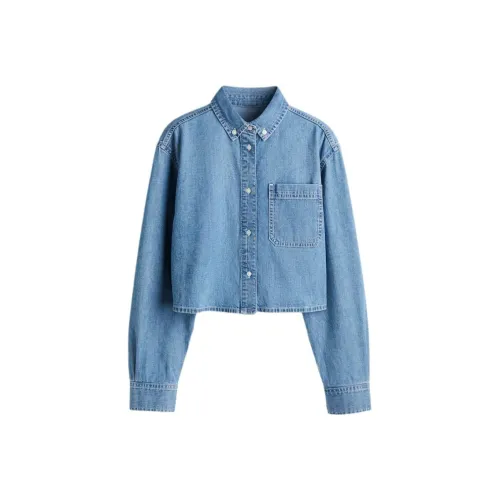 H&M Джинсовый Синий Женские Рубашки
