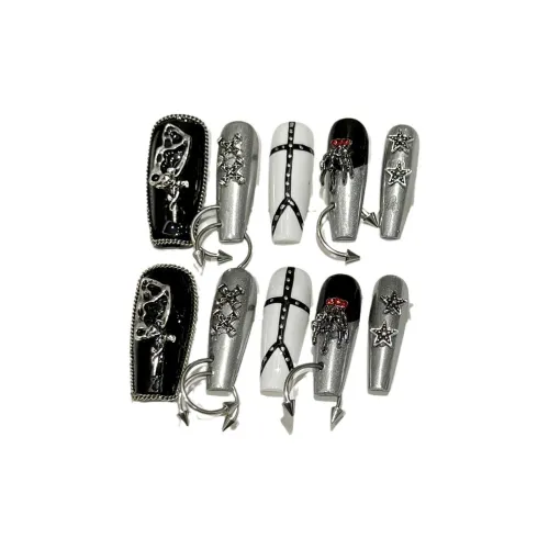 BDQC Металл Панк Прохладный Острый Модный Инструмент для Ногтей 25 мм Фальшивый Ногтей Средний LADDER Черный Серебряный Jump Однотонный
