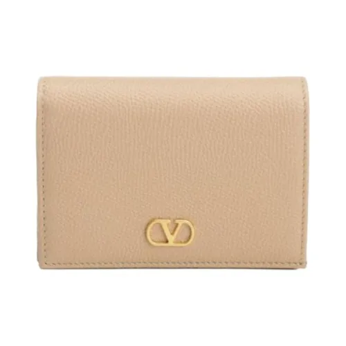 Valentino VlogoGARAVANI Рельефная Телячья Кожа Кошелек Женский Бежевый