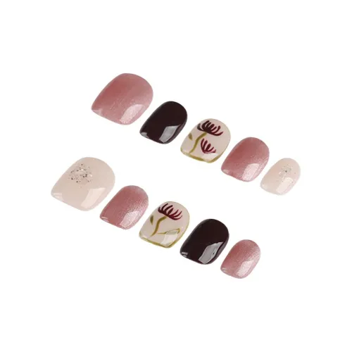 BDQC Весенний Летний Ручной Рисунок Осветляющий Фальшивый Ногтей Короткий Круглый Розовый Jump Цвет Милый