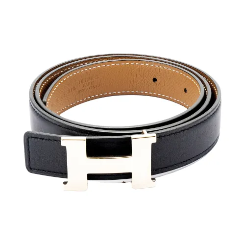 HERMES Mini Constance Ремни из коровьей кожи Женские Черный Коричневый Ширина 2,4CM