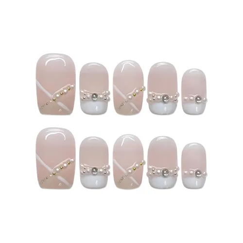 BDQC Розовый False Nail Короткий LADDER Розовый Однотонный Стиль Instagram