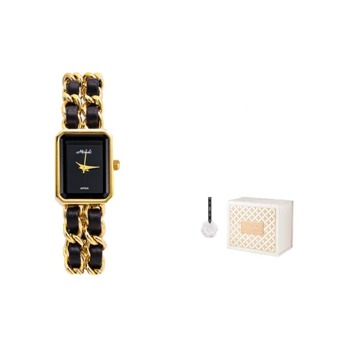 MISHALI Кварцевый механизм металлический ремешок женские часы черный циферблат