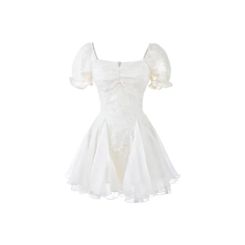 PNVB Белый Женские Короткие Платья с Короткими Рукавами