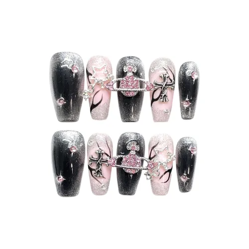 BDQC Мягкий Модный Gothic Style Элегантность Лак для ногтей 25 мм False Nail Средний LADDER Черный градиент Стиль Instagram