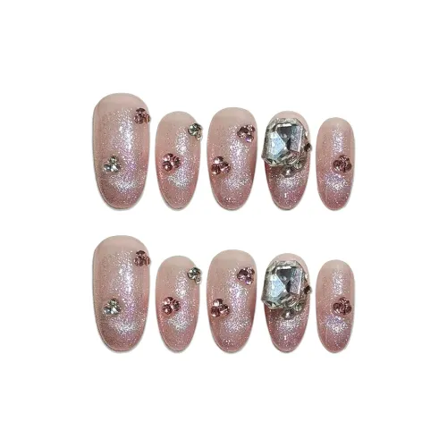 BDQC Улыбка Кошачий глаз Осветляющий Мода False Nail 20 мм False Nail Овал Телесный Градиентный Стиль Instagram