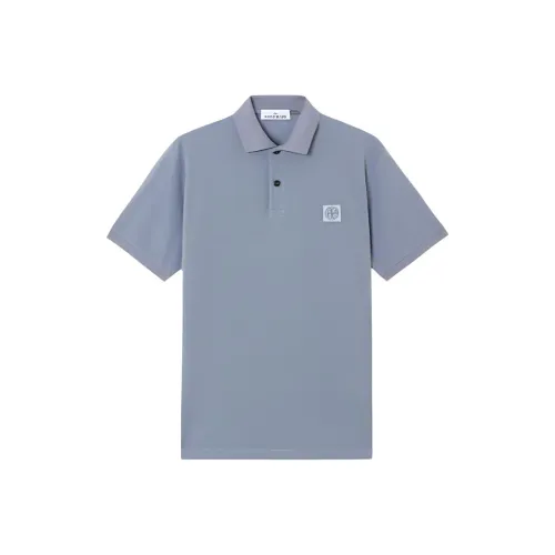 STONE ISLAND Мужская поло синего и серого цвета