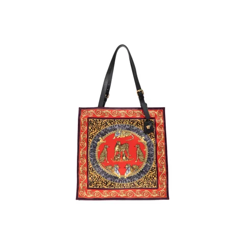 VERSACE Ткань с кожаными вставками Тоут Сумка Сумка для покупок Сумка на плечо Мужская Многоцветная