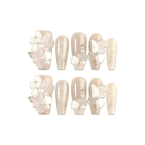 BDQC 3D-эффект цветочный модный премиум Feel 25 мм False Nail средний LADDER телесный однотонный