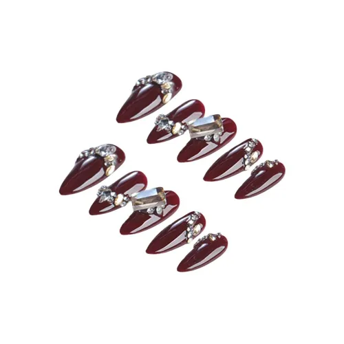 BDQC Элегантность Стиль светской львицы Осветляющий Бургунди Сияющий Ромб Нэйл Арт 25 мм Фальшивая Погоня