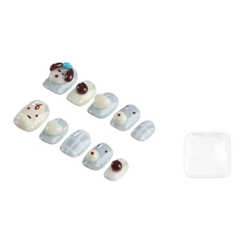 BDQC Милый инструмент для ногтей Премиум Ручная работа 3D-эффект Pompompurin 15mm Фальшивая ногть Короткий LADDER Светло-синий Однотонный