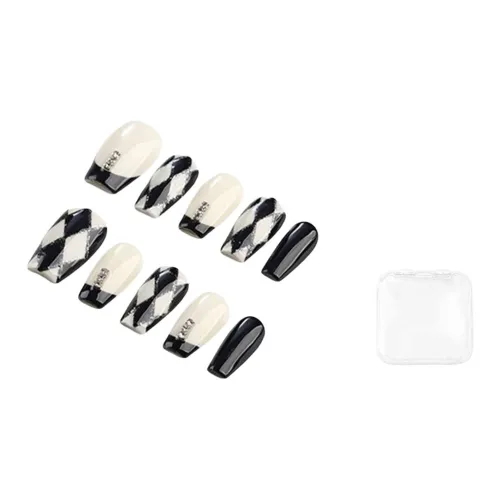 BDQC Премиум Французский CHANEL Inspired Аргайл Минималистский стиль False Nail Короткий LADDER Белый Jump Цвет