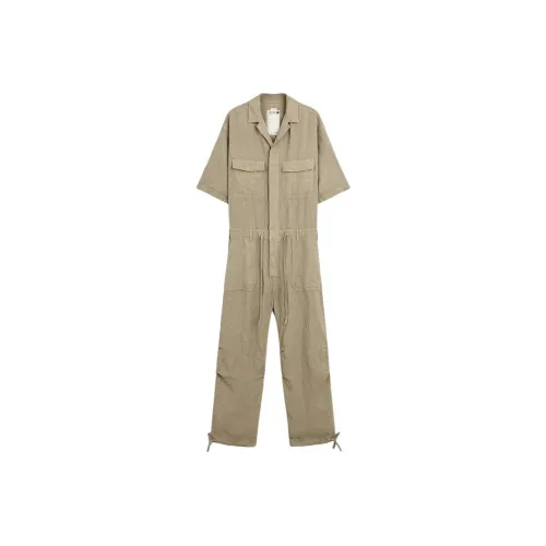 ZARA Linen Light Khaki Men's Jumpsuits