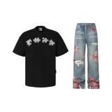 Черный, серый, пазл, короткий рукав, закат, кружево, штаны