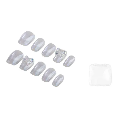 BDQC Кошачий глаз 3D-эффект Бант False Nail Короткий LADDER синий-фиолетовый Градиентный Однотонный