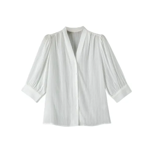 Late White Экрю Женские Рубашки