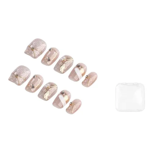 BDQC Французский Мягкий Позолоченный Осветляющий Фальшивый Ногтей Короткий LADDER Нежно-розовый Размытый Стиль Instagram