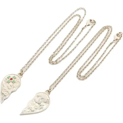 CHANEL COCO Rhinestone Necklaces Women's Gold