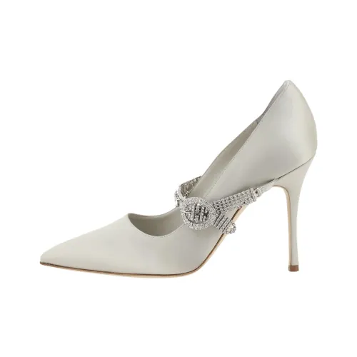 MANOLO BLAHNIK Hamedi Узкий каблук Высокие каблуки 10,5 см Женские Серый