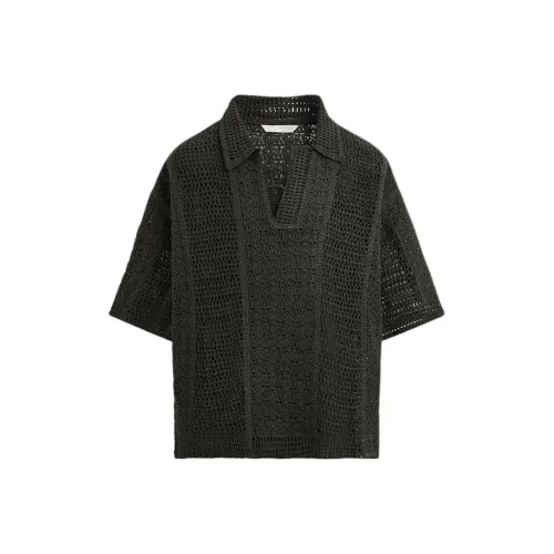 ZARA Мужская поло серого и зеленого цвета