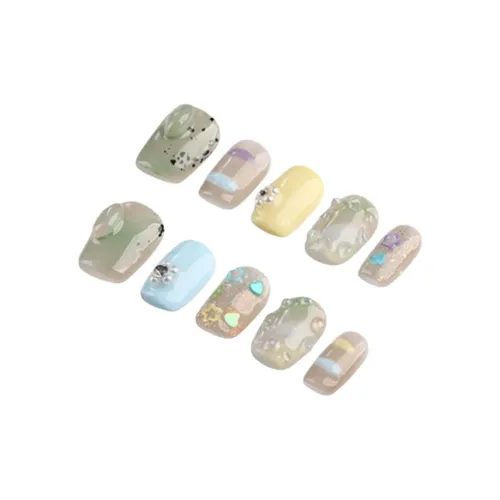 BDQC Cute Candy Цвет Дофаминовая одежда 3D Nail Art Осветляющий Укороченный 15mm Искусственный ногтик Короткий LADDER
