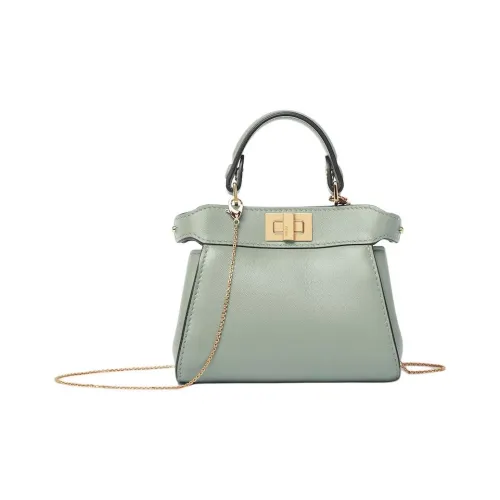 FENDI Peekaboo Nappa Мягкая кожа Сумка Extra Mini Женская Зеленая