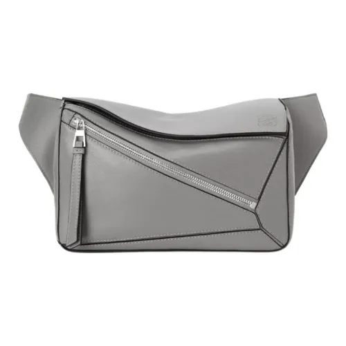 LOEWE Пазл Гладкая коровья кожа Слинг-сумка Сумка на пояс Маленькая Женская Асфальтовый серый