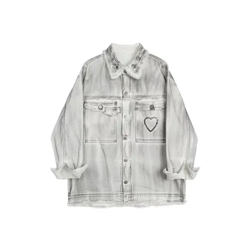 MARTHENAUT Белый Сердце Вышивка Унисекс Джинсовые куртки