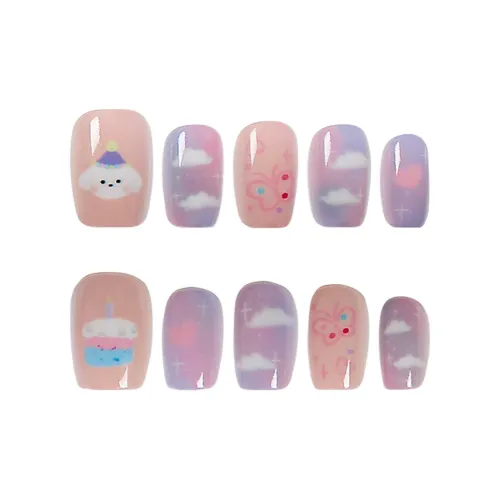 BDQC Мультяшный Ручной Рисунок Креативный Смешанный Градиентный Укороченный Декор для Ногтей 15 мм Искусственный Ногтей
