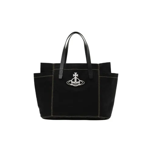 Vivienne Westwood Коровья кожа Тоут Сумка Сумка для покупок Сумка Женская Черная