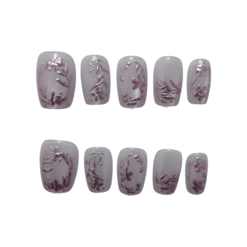 BDQC Фиолетовый Осветляющий 3D Эффект Тисненый Премиум False Nail 20 мм False Nail Короткий LADDER Фиолетовый Однотонный