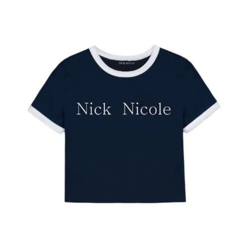 Nick & Nicole Морской Синий Белый Женские T-Рубашки