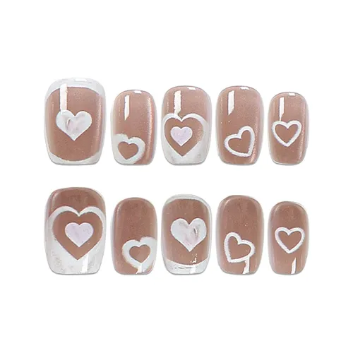 BDQC Cartoon Cute Кошачий глаз Сердце Короткий Claws 20mm False Nail Короткий LADDER Мягкий Однотонный Стиль Instagram